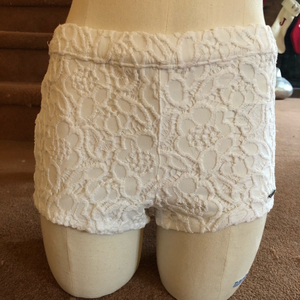 White Lace Stretchy Beach Shorts